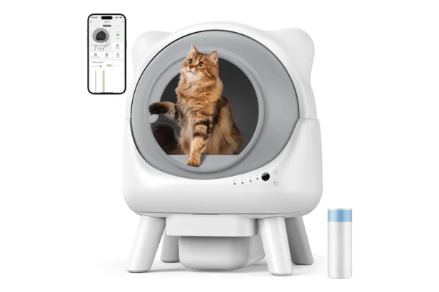 Litière autonettoyante Redkey X1 avec un chat dans l’entrée