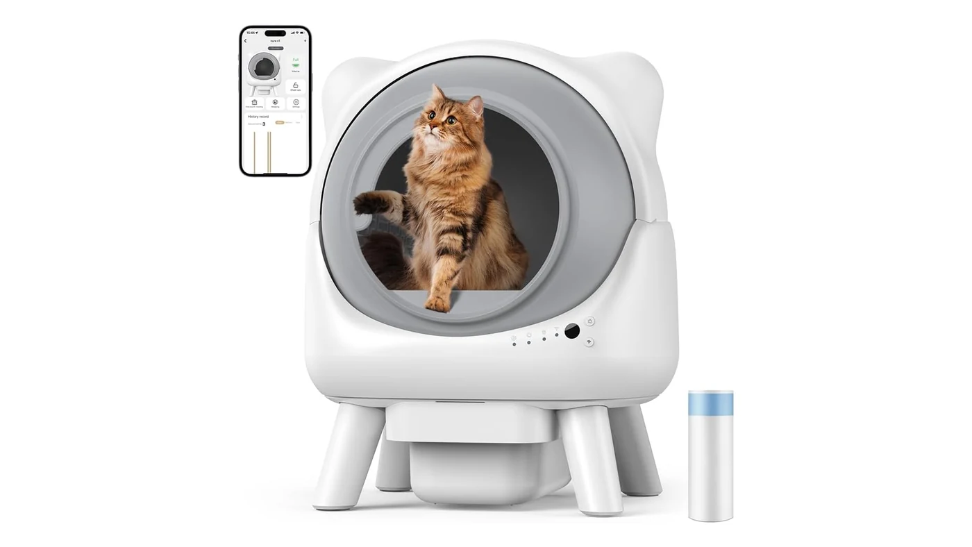 Litière autonettoyante Redkey X1 avec un chat dans l’entrée